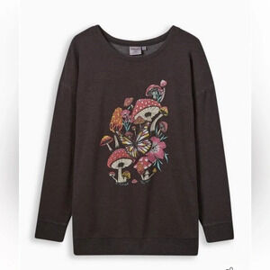 TORRID EUC Mushroom Classic Fit Fleece Long Sleeve Sweatshirt 25” p2p, sz 0/12W